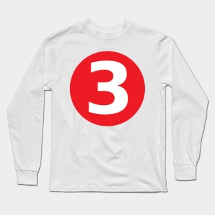 Number 3 Big Red Dot Letters & Numbers Long Sleeve T-Shirt